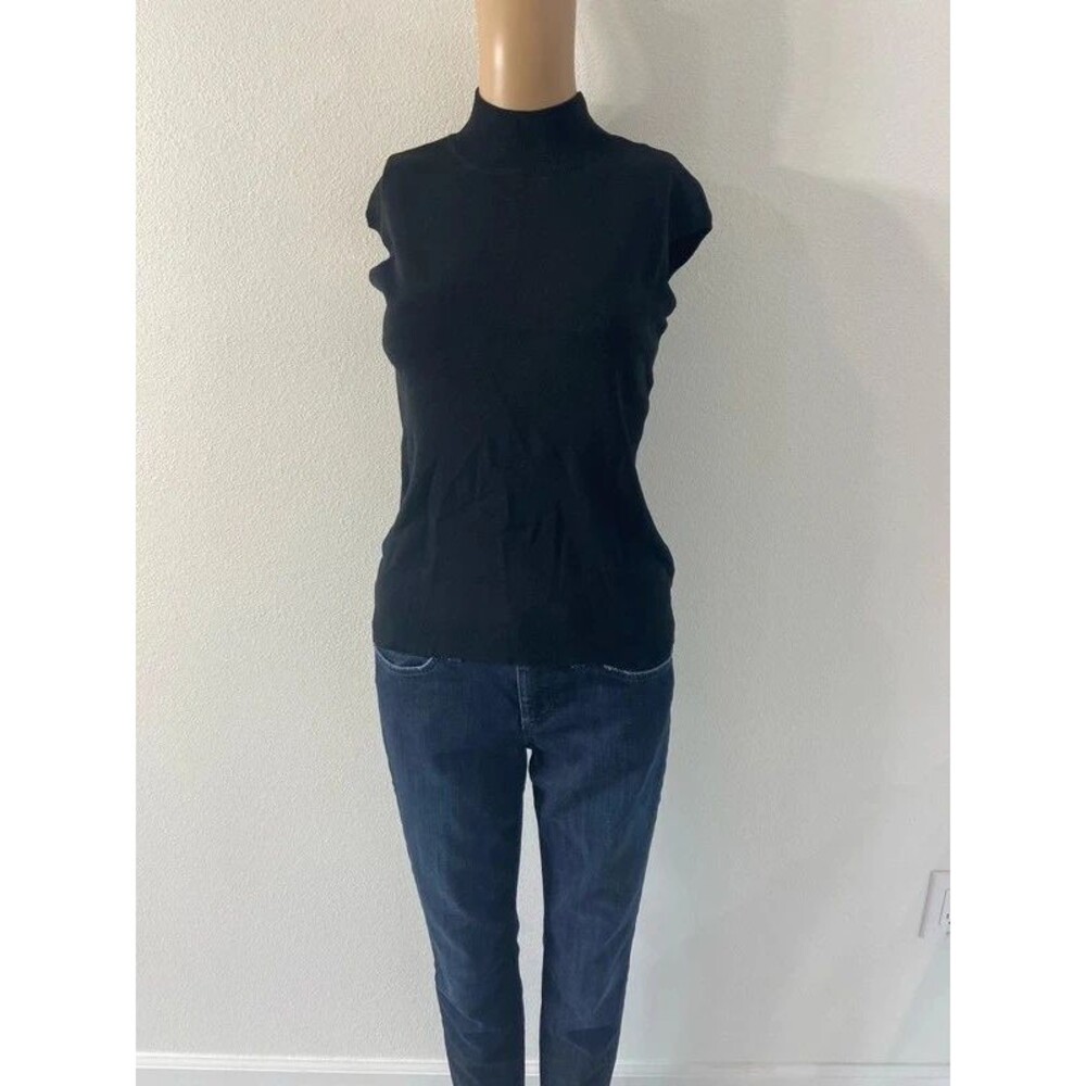 VTG 90's Y2K minimalist silk blend blk sleeveless mock neck sz m